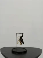 Vleermuis met half skelet onder stolp
