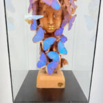 Vitrine met blauwe morpho-vlinders